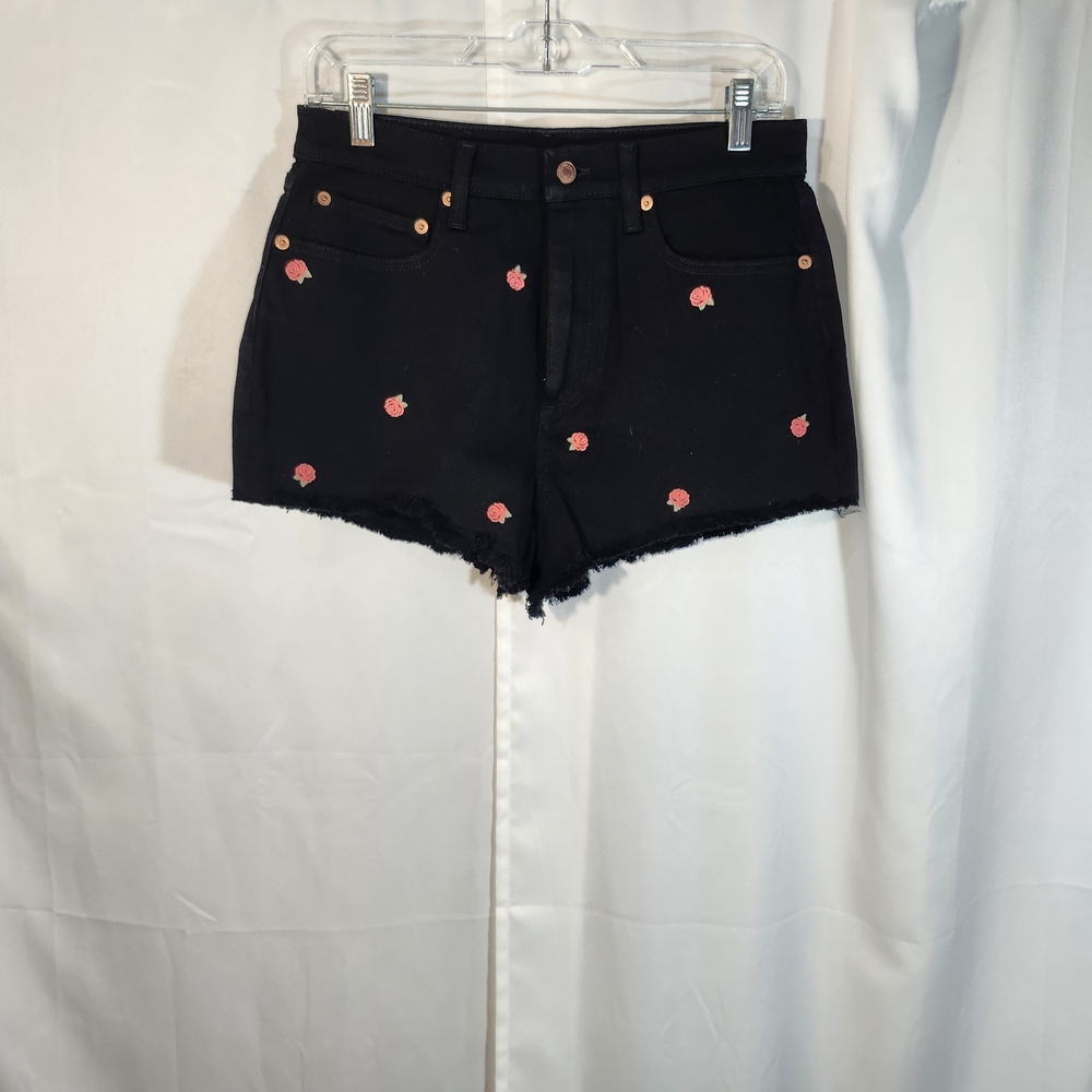 PINK Victoria's Secret Size 10 Black Jean Shorts with Pink Details